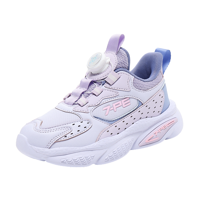 7-PE Girls' Winter 2025 New Waterproof Leather Anti-Slip Soft Sole Fleece-Lined Cotton Shoes Children's Sports Shoes
