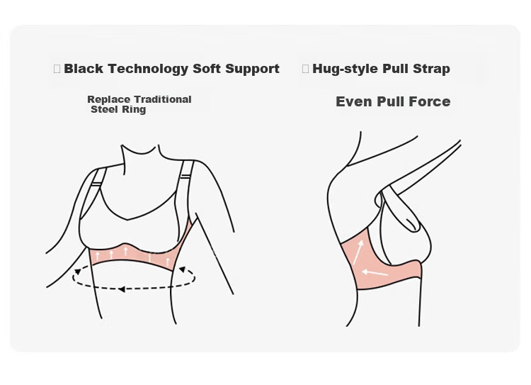 GRACEWELL Seamless Thin Rabbit Ear Cup Bra for Women, Foundation Liquid Skin, Large Breast Minimizing, Anti-Sagging, Side Support Adjustment Brassiere 8