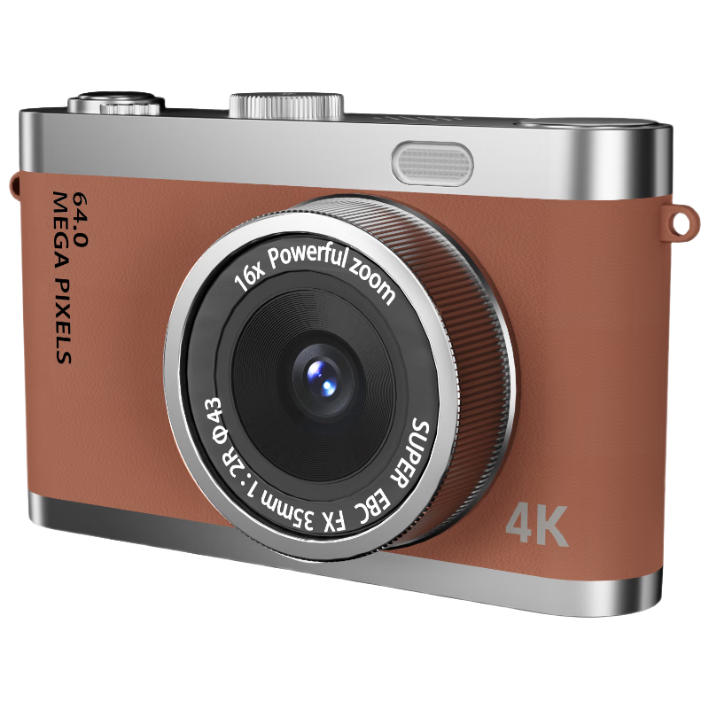 Black Cat Diary DK17 Digital Camera CCD Student Retro Campus Mini Camera Handheld Vlog Entry-Level Shooting Y03 Kids Card Instant Portable Photo Toy Gift Brown 64G