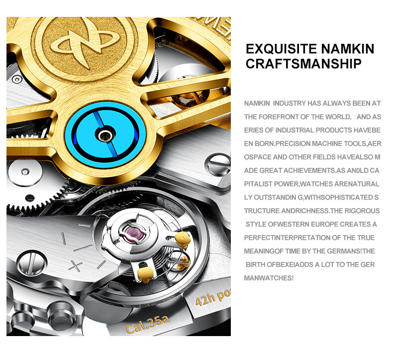 NAMKIN Top 10 Brand Men's Mechanical Watch Fully Automatic Imported Movement Waterproof Luminous Black Dial 8882 7