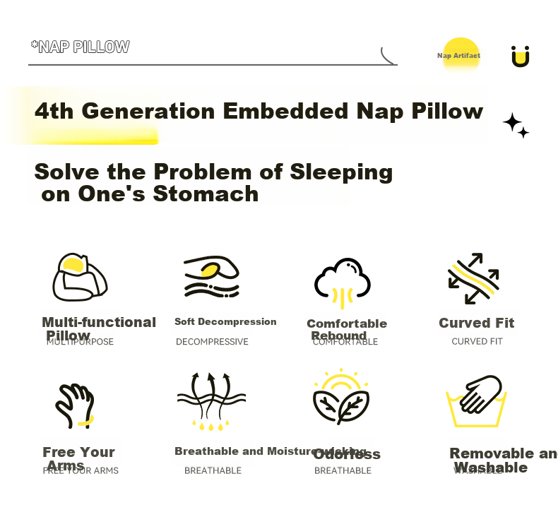 WITGOER [Includes Portable Storage Box] Nap Pillow, Face-Down Sleeping Small Pillow, Office Nap Aid, U-Shaped Desk Pillow for Students 10
