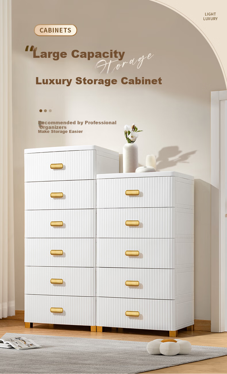 JEKO&JEKO Drawer Storage Cabinet, Bedroom Living Room Storage Cabinet, Wardrobe, Bedside Table, Toy Snack Organizer, Five-Drawer Chest, Four-Tier 1