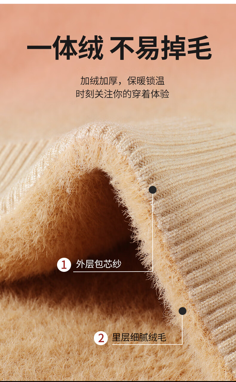 Hodo [Integrated Fleece] 2025 Autumn Winter New Men's Half Turtleneck Fleece-Lined Warm Knit Base Shirt Sweater 1