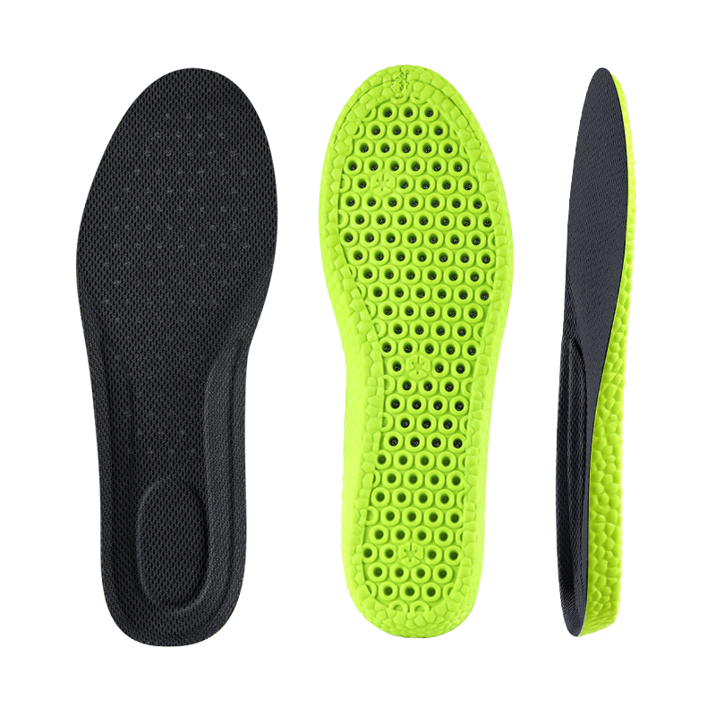 Footprint Tribe Mugwort Deodorizing Insoles Sweat-Absorbing Shock-Absorbing Soft Cushioned Anti-Fatigue for Long Standing 1 Pair Green Black Size 37-38