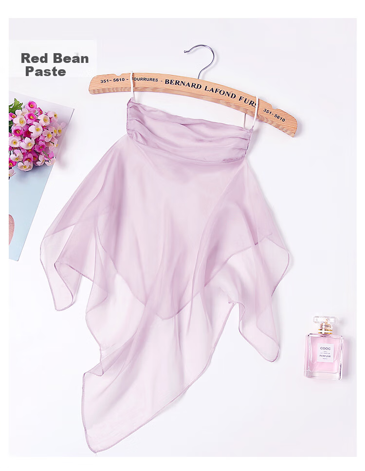 Shanghai Gushi Sun Protection Face Mask for Women, Silk Mulberry Silk Face Covering, Sun-Blocking Neck Guard with Velcro, Tulle Mother's Day Birthday Gift 13
