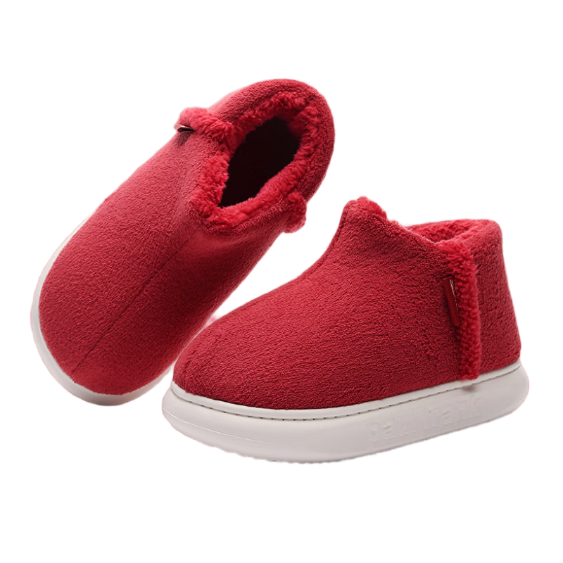 Paul Frank Authentic Autumn Winter Cotton Shoes with Back Strap Unisex Outdoor Non-Slip Fleece Warmth Thick Sole Red Size 40-41