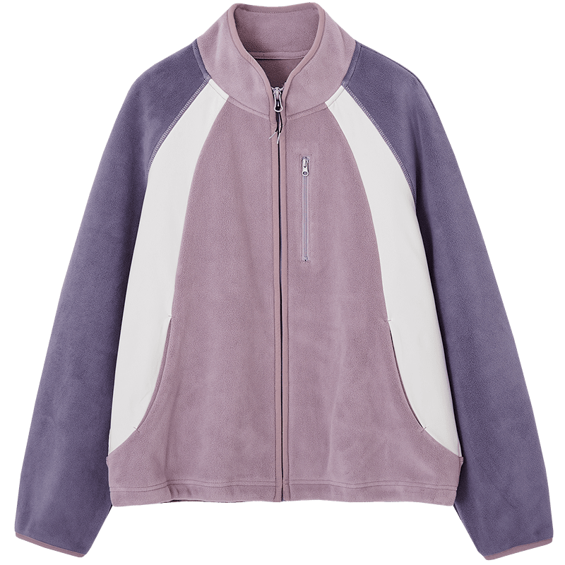 Demana [Warm 460G Double-Sided Fleece] Winter Urban Sports Style Stand Collar Colorblock Drawstring Short Women's Jacket