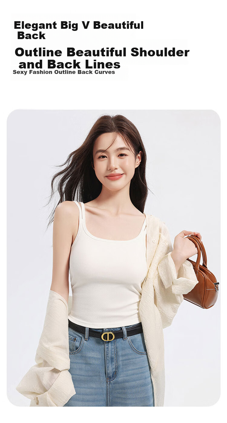 Dushiliren Women's Thin Camisole Tank Top, Cross-Back Design, Solid Color, Inner Wear, Versatile Sports Undershirt, White Cotton Top 4