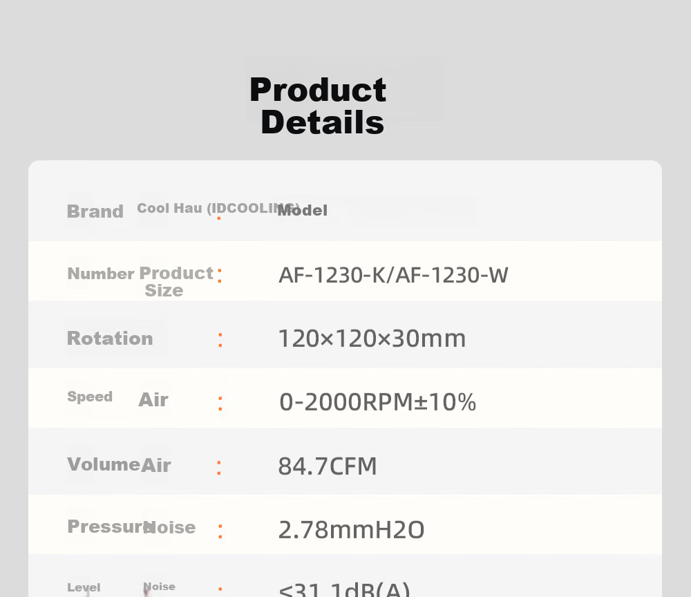 Kulin (IDCOOLING) 12CM Case Fan, Three-Phase Motor, Dynamic Balance Tuning, Magnetic Stability, Suitable for Water And Air Cooling Radiator Modification DF-125 12