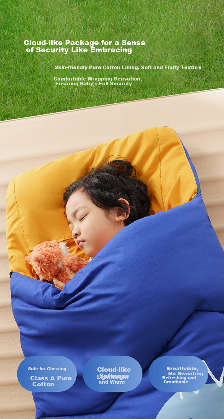 JD Original Children's Growth Sleeping Bag, Student Nap Quilt, Outdoor Camping Warm Nap, Three-Level Adjustment, Sand Color, 0.8kg 5
