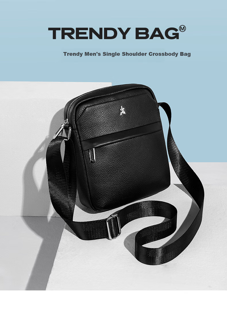 MEXICAN Men's Single-Shoulder Crossbody Handbag, Top-Grain Leather, Commuter Bag, Business Fashion, Travel-Friendly, Lightweight, Large Capacity, Birthday Gift 1