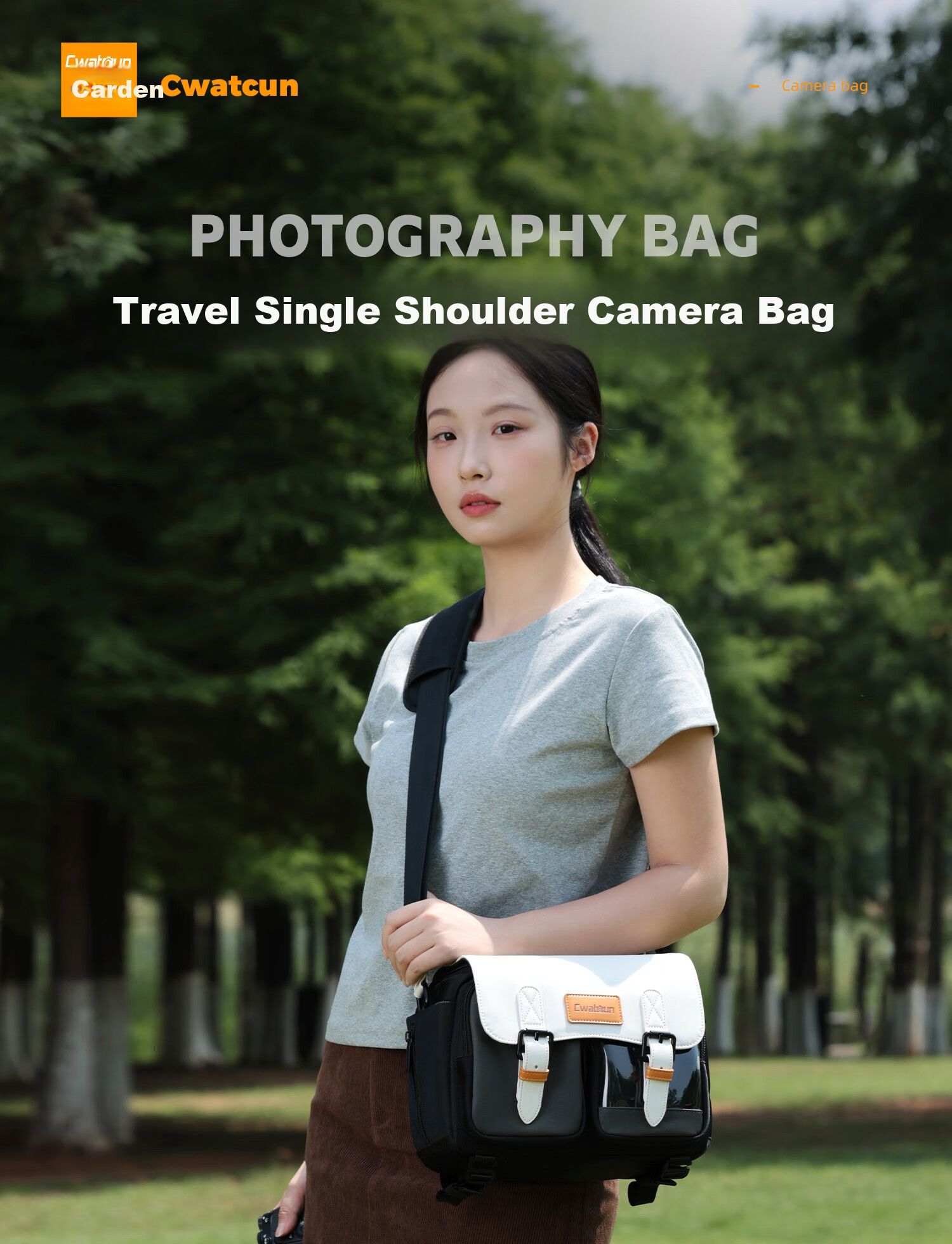 CWATCUN Shoulder Camera Bag, Crossbody Photography Bag, Large Capacity Waterproof Backpack Suitable for Fuji, Sony, Nikon, Cano 2