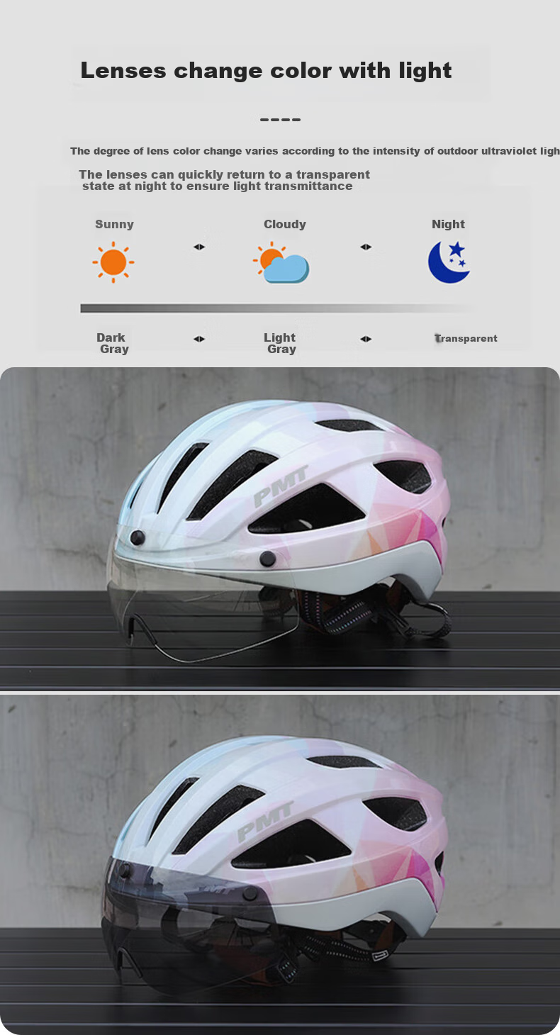 PMT Cycling Helmet for Men And Women, Mountain Bike Road Bike Magnetic Wind Goggles Helmet GOLF White M 6
