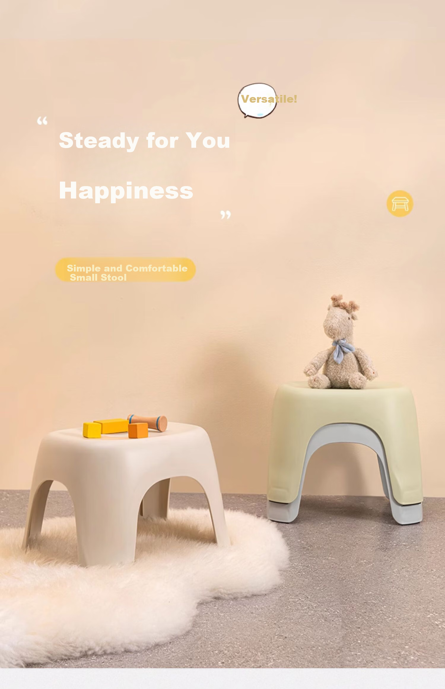 Guangduola Small Stool, Home Bathroom Shower Bench, Quiet Thickened Non-Slip Low Stool, Small Bench, Plastic Stool, Toilet Seat 1