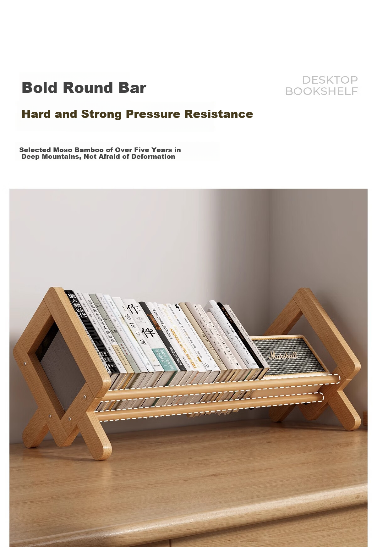 XIAOJIANGCAI Desktop Bookshelf Storage Rack, Office Desk Simple Storage Shelf, Desk Organizer File Holder, Walnut Color, 40cm Long 6