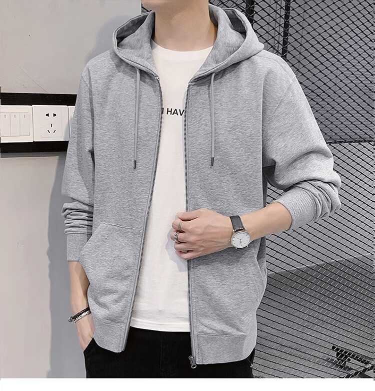 GLM Hoodie Jacket for Men, Spring And Autumn Season, Loose Casual Knitted Cardigan, Sports Jacket, Gray, XL 20