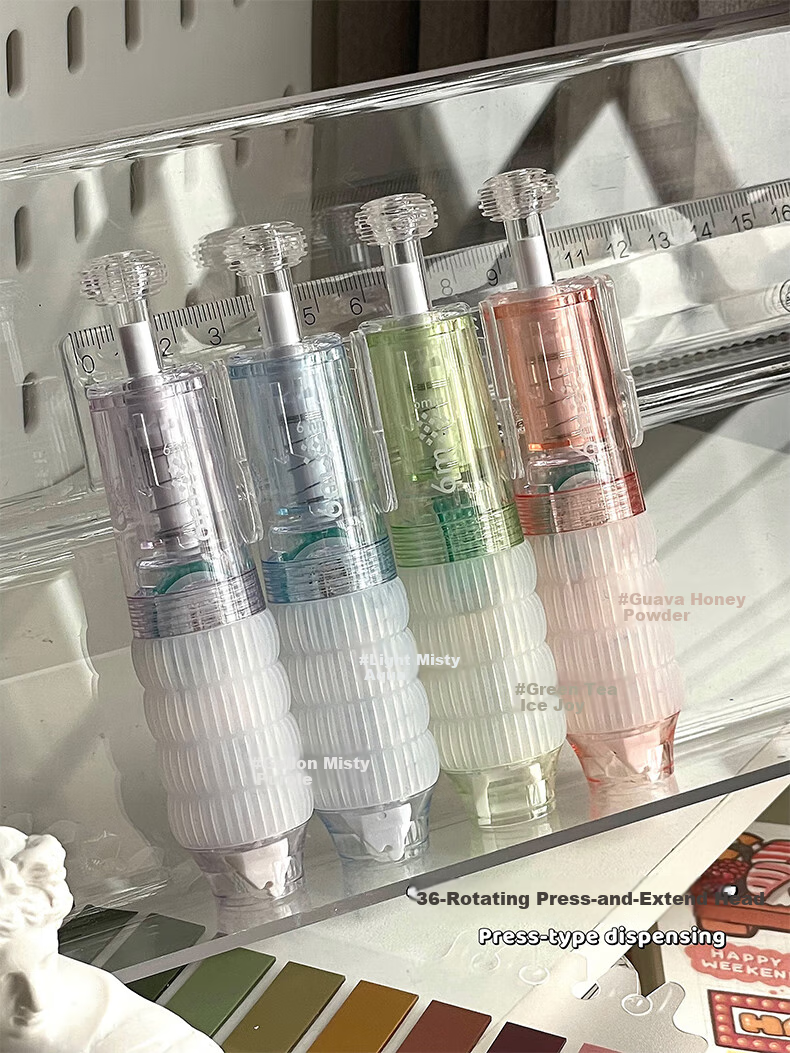 Shaonianban Dotted Glue Pen, Retractable High-Value Dotted Glue Pen with Correction Tape, Strong Double-Sided Adhesive, Large Capacity, Children's Craft High Viscosity, Green Grape Ice Lemo 2
