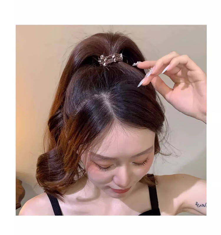 LiQing Rhinestone Braided Hair Ties [5 Mixed Colors] High Elastic Durable Luxury Leather Hair Bands Hair Accessories 8