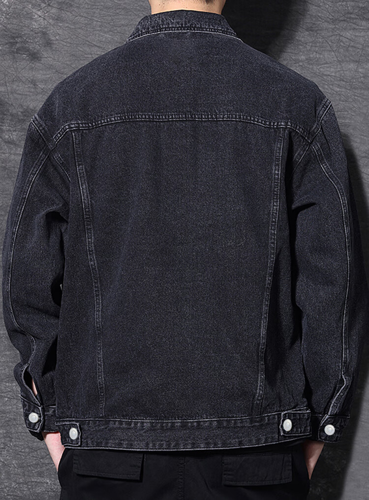 JEEP Men's Denim Jacket Autumn Winter Workwear Black Casual Shirt Blue L 5