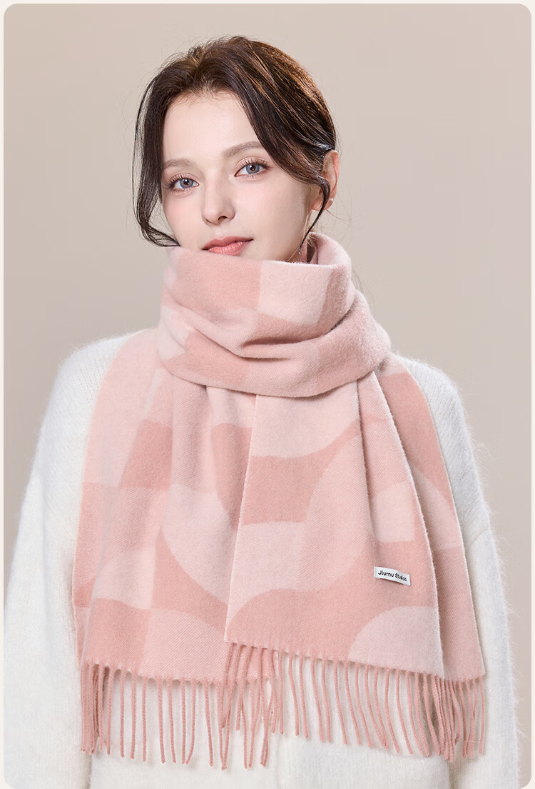 JIUMU Pure Wool Scarf for Women Autumn Winter Warm Shawl Gift Box New Year Birthday Gift for Girls 2