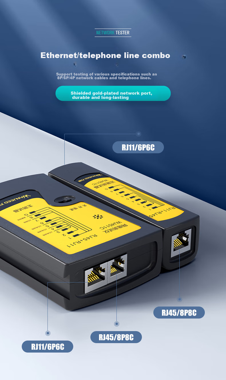 WANJEED (OFNPFTTH) Network Cable Tester, Multifunctional Network Tester, Line Tester, RJ45/RJ11 Network Cable And Telephone Line Signal Continuity Detector with Battery, WJ-1113 3