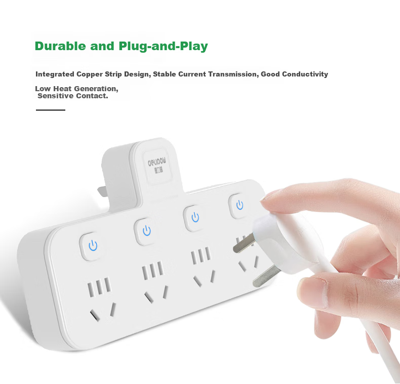 Delipow J304 One-To Converter, Independent Control Switches, National Standard Flame-Retardant, Multifunctional Socket Extension for Dormitory, Office, Home, Student, Party, Business Use 2