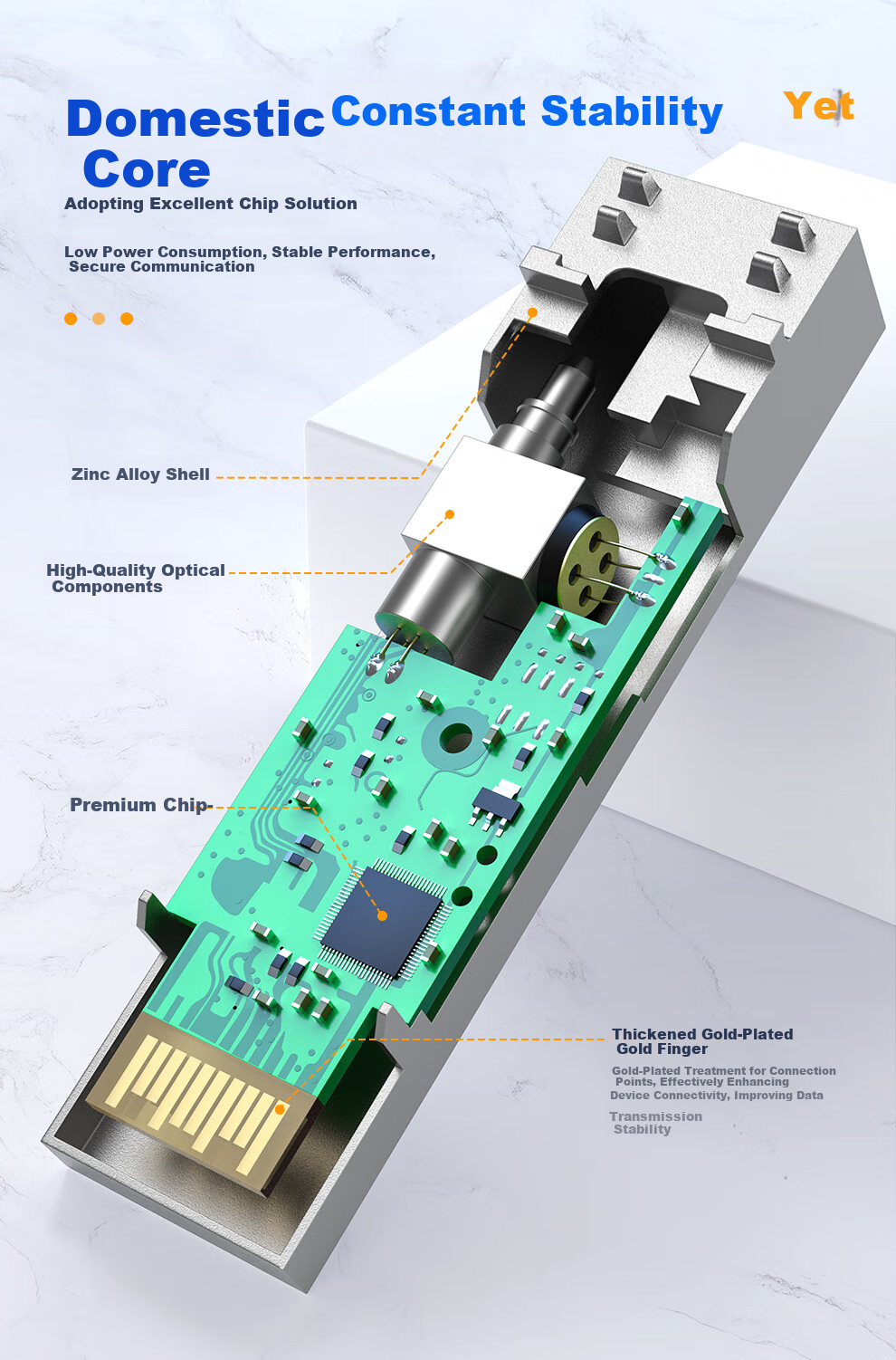 Huigu Gigabit Optical Module, Single-Mode Dual-Fiber 1.25G SFP Fiber Optic Module, LC Interface, Transmission up to 20km, HG-SFP 8