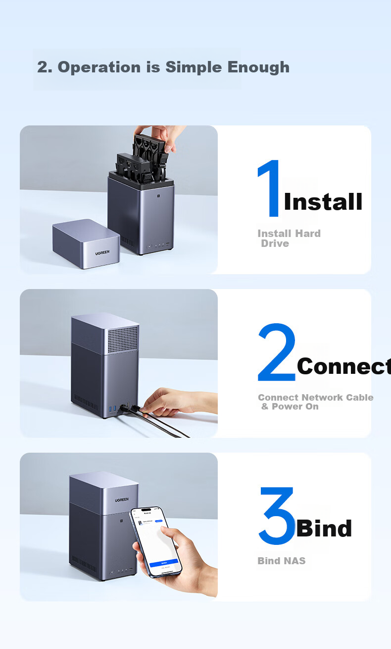 UGREEN Private Cloud DH2300, 8GB Dual-Bay NAS Network Storage, Personal Cloud AI Home Hard Drive Server, Mobile NFC One-Touch Connection, Photo Album Backup, Phone And Tablet Expansio 4