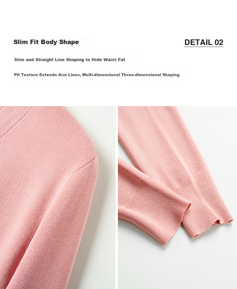 YANYEE Pink Versatile Knit Sweater for Women, 2025 Early Spring Simple Elegant Slimming V-Neck Long Sleeve Top, Pink, Size S 3