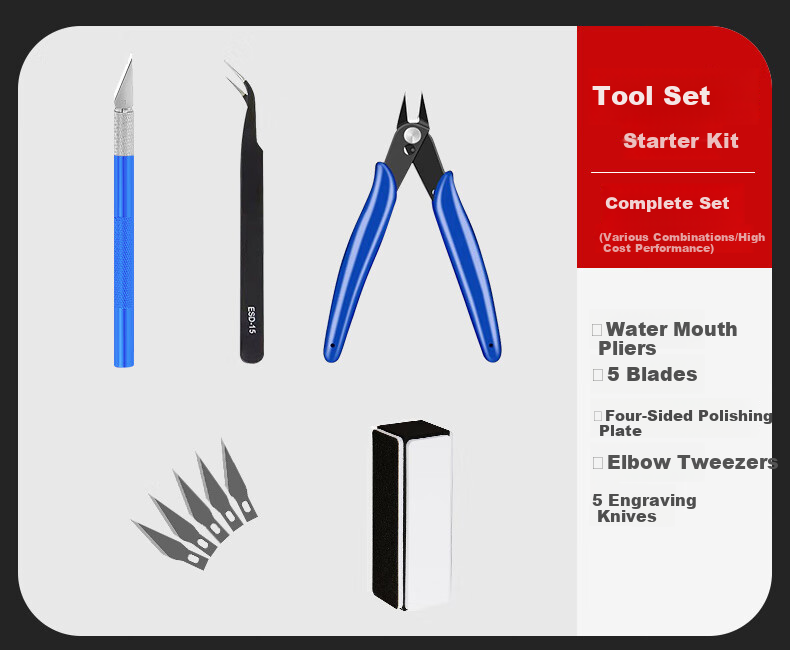 Dongbugongpin Model Gundam Tool Pliers, Water Pipe Pliers, Gundam Assembly Tool Set, Pen Knife, Single-Blade Manual Oscillating Tool 3