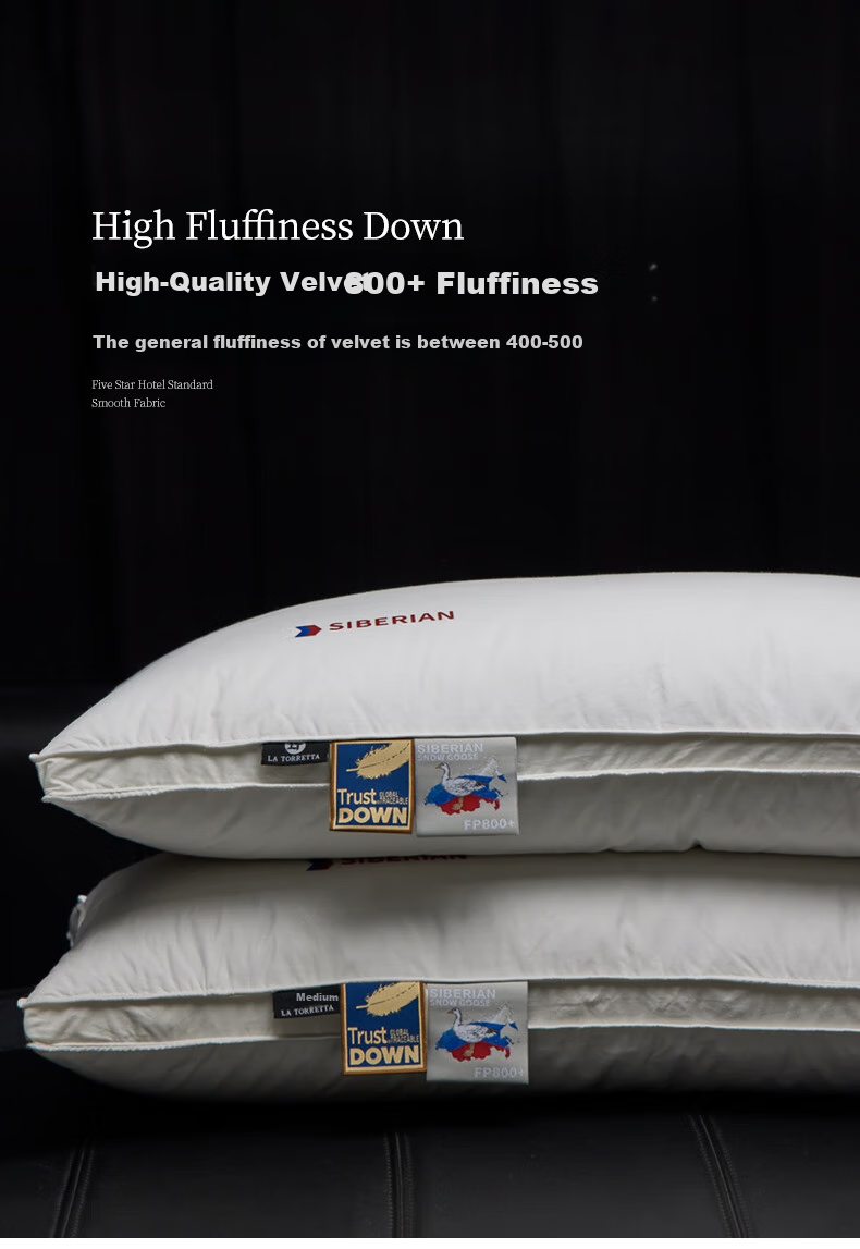 La Torretta Five-Star Down Pillow, Siberian High-Quality White Goose Down Pillow for Adults, Men And Women, Single Low Pillow 4