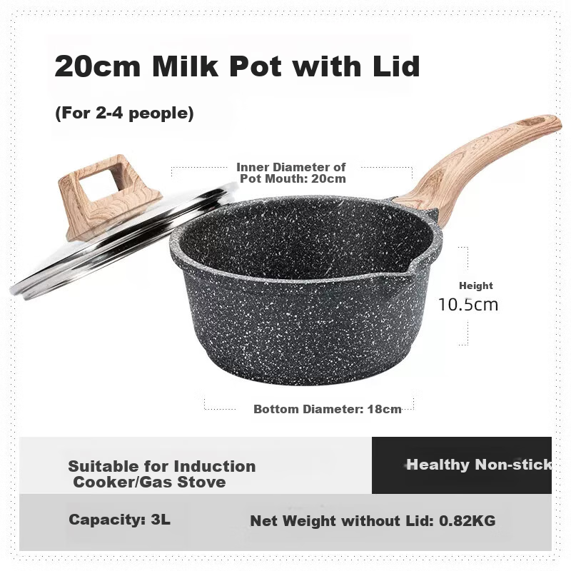CaROTE Titanium Non-Stick Milk Pot Baby Food Pot Household Noodle Pot Small Soup Pot Cooking Pot Small Pot 20cm