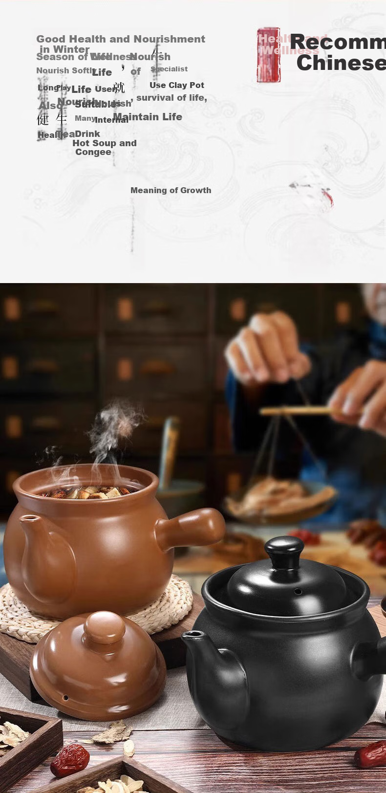 JIWUSENLIN Ceramic Sand Pot for Frying Medicinal Herbs, Heat-Resistant Traditional Chinese Medicine Pot, Health-Preserving Stew Pot, Herbal Medicine Cooking Pot, Home-Use Sand Pot, 2 Liters 8