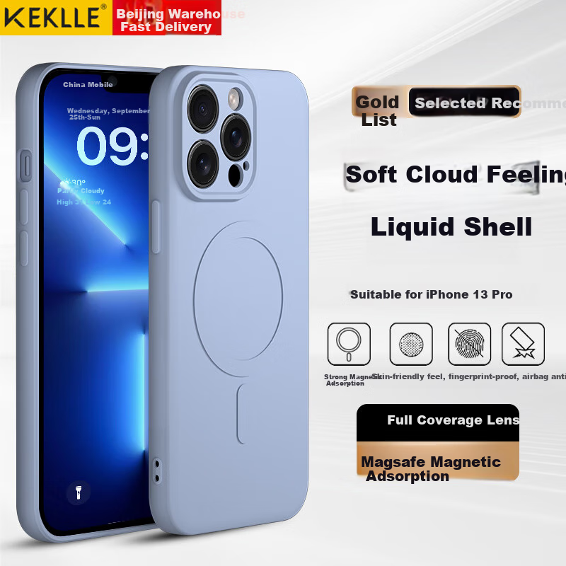 Чехол KEKLLE для iPhone 13 Pro, силиконовый, с магнитами MagSafe, противоударный, противоскользящий, лавандовый
