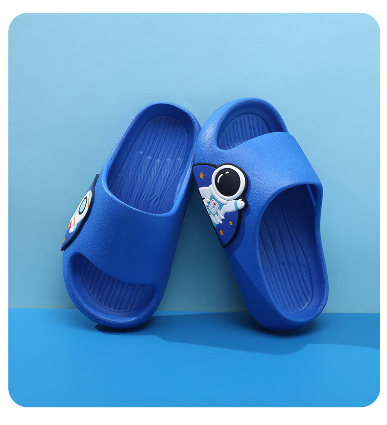 GUOLUOFEI Kids Slippers Astronaut Summer Boys Bathroom Home Non-Slip Soft Sole Green Size 34-35 1