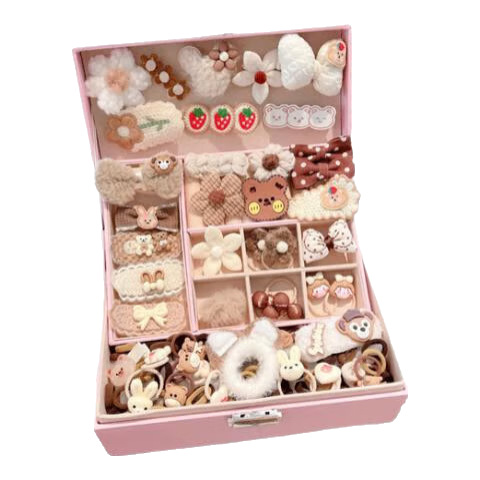 Beimuxing Children's Hair Clips And Accessories, Birthday Gift for Girls Aged 7-10, Pretend Play Toy Jewelry Box Set