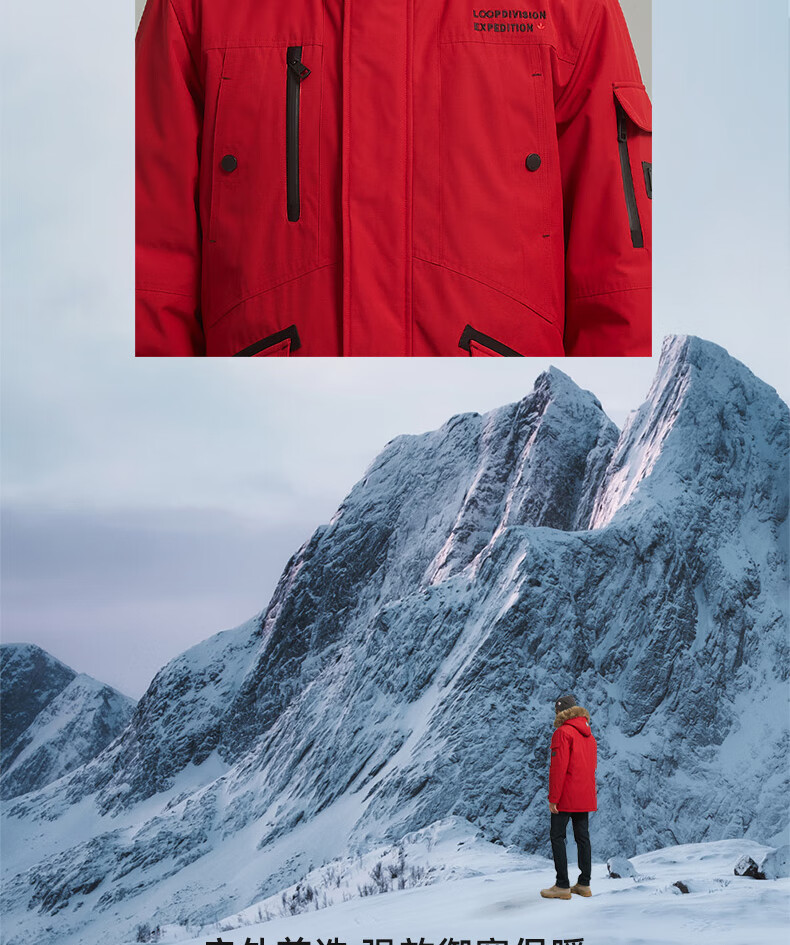 LOOPDIVISION Men's Outdoor Windproof Water-Repellent Extreme Cold Warm Mid-Length Parker Coat ROGER 6