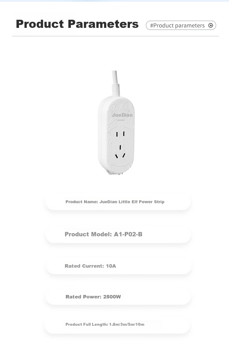 Juedian Waterproof Switch Socket/power Strip/outlet Strip/power Board/extension Cord, Outdoor Rainproof New National Standard 10A Five-Hole, International IP68 Certified, Master Control 10 Meters Long 6