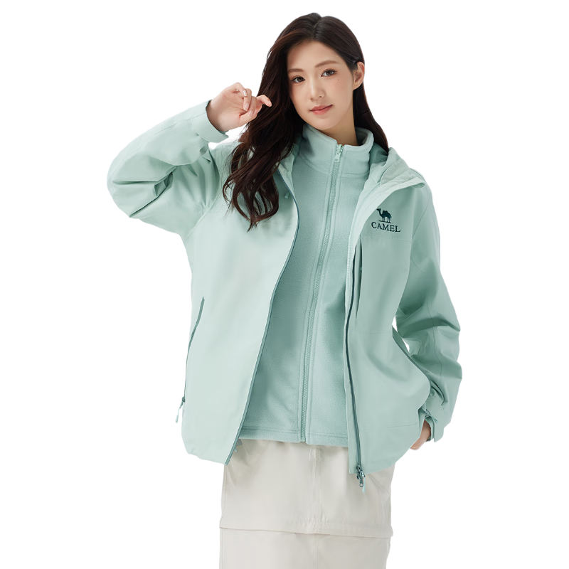 Camel Women's Outdoor Jacket Unisex 3-in-1 Windproof Waterproof Coat New Arrival