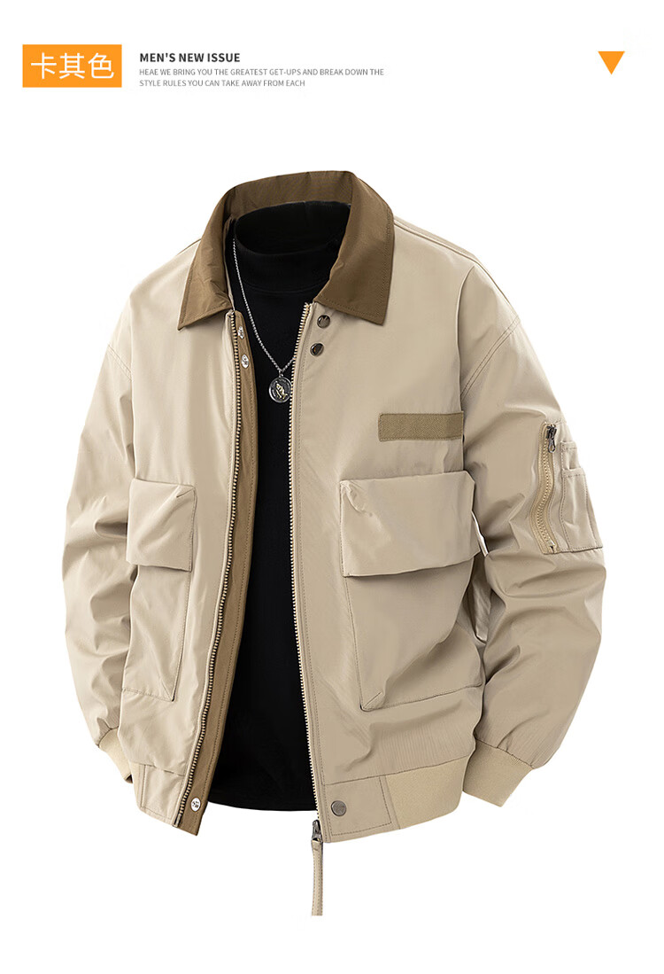 JEEP SPIRIT Men's Workwear Flight Jacket Autumn Winter High-end Sports Casual American Style 5