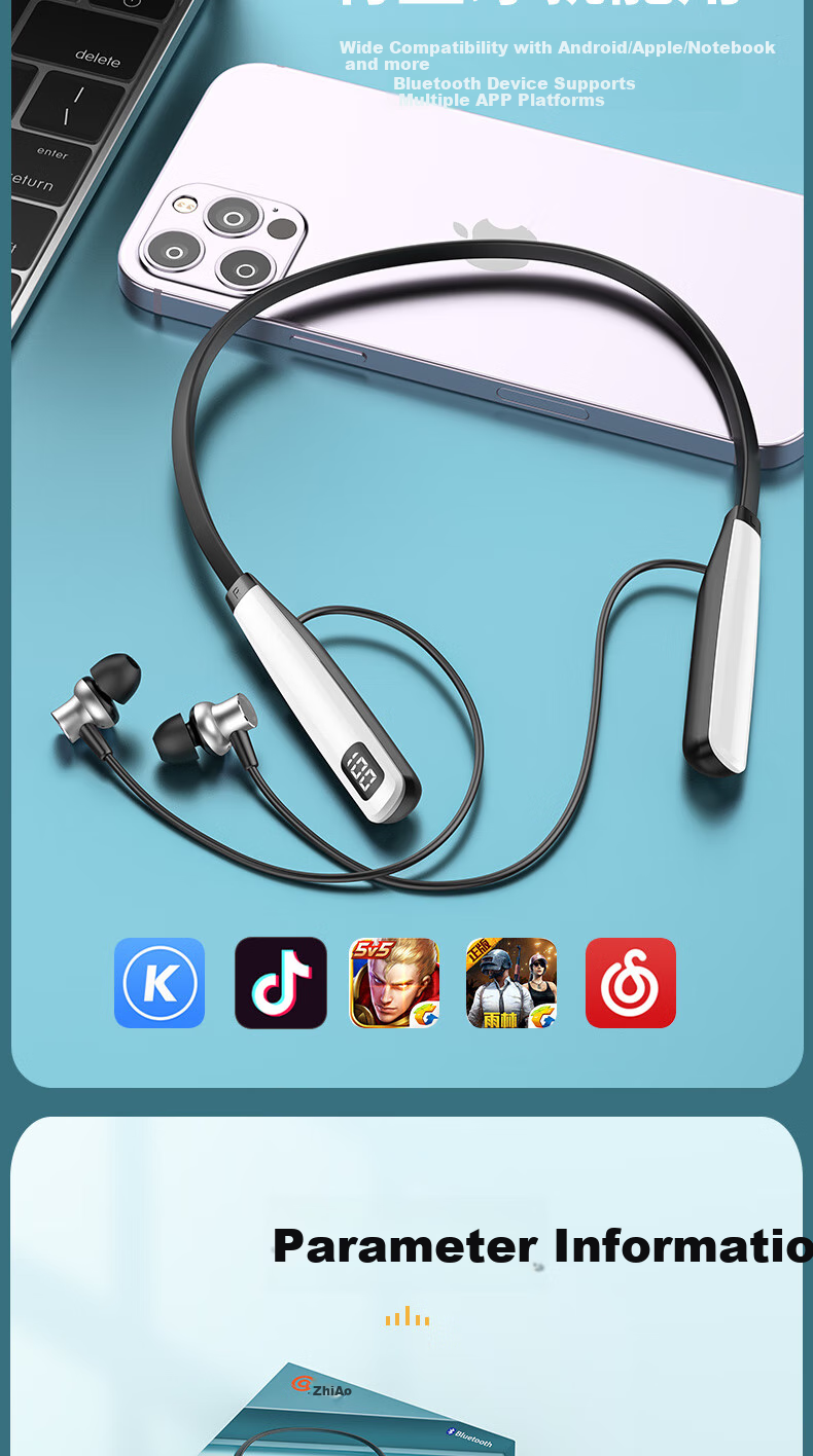 Chengao Neckband Bluetooth Earphones 2026 New High-Quality Long Battery Life Wireless Running Sports Waterproof Sweatproof Earclip Universal Y8 Black 11
