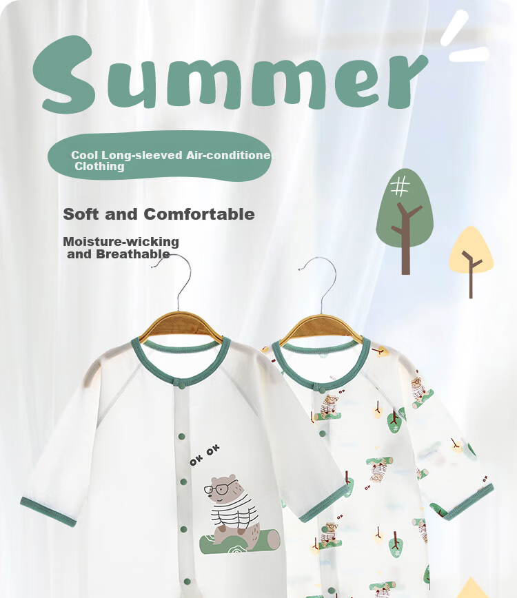 Qiaojiaoya Infant Clothes, Newborn Summer Thin Onesie, Pure Cotton Summer Romper, Full Moon Baby Sleepwear for Boys And Girls, Size 66 1