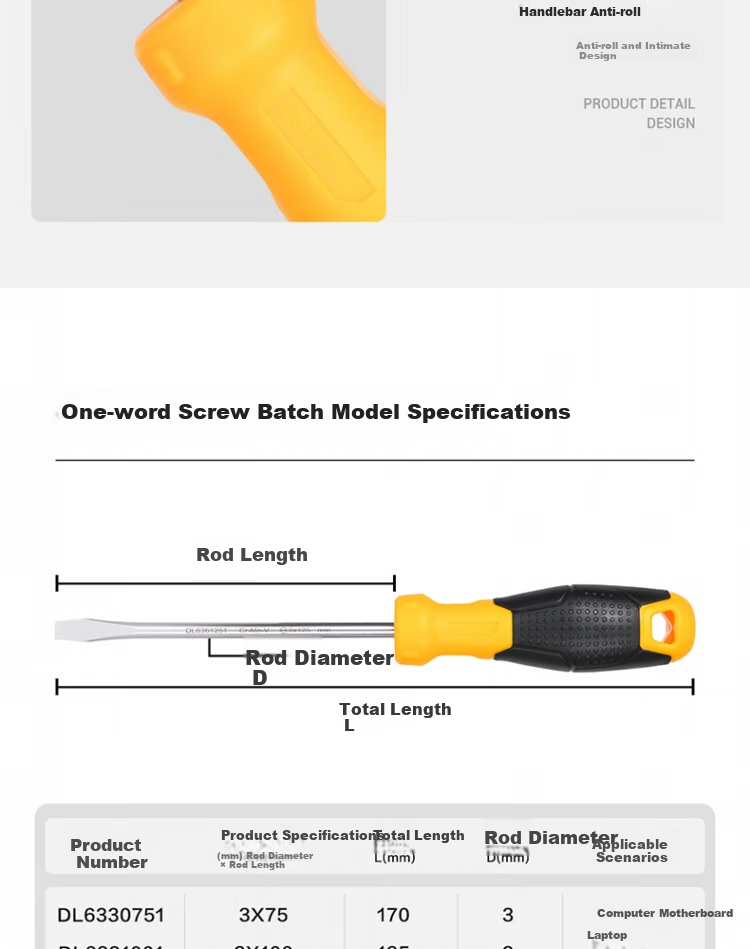 DELIGONGJU Deli Fish-Shaped Cross-Head Screwdriver SUP11 (Yellow), PH2x100mm, DL636100 13