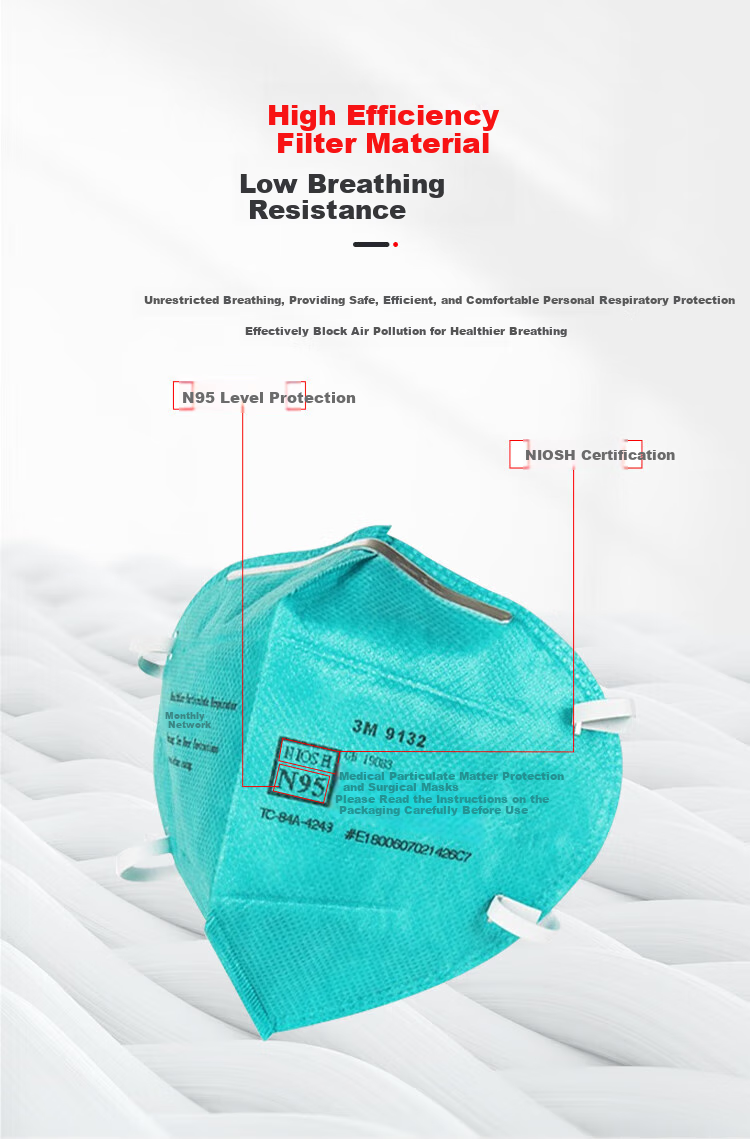 3M N95 Mask, Protects Against Influenza Virus Droplets, Anti-Smog PM2.5, Prevents Industrial Dust Particles, Pollen Mask, Head-Mounted 9132, Individually Packaged, 30 Pieces/box 5