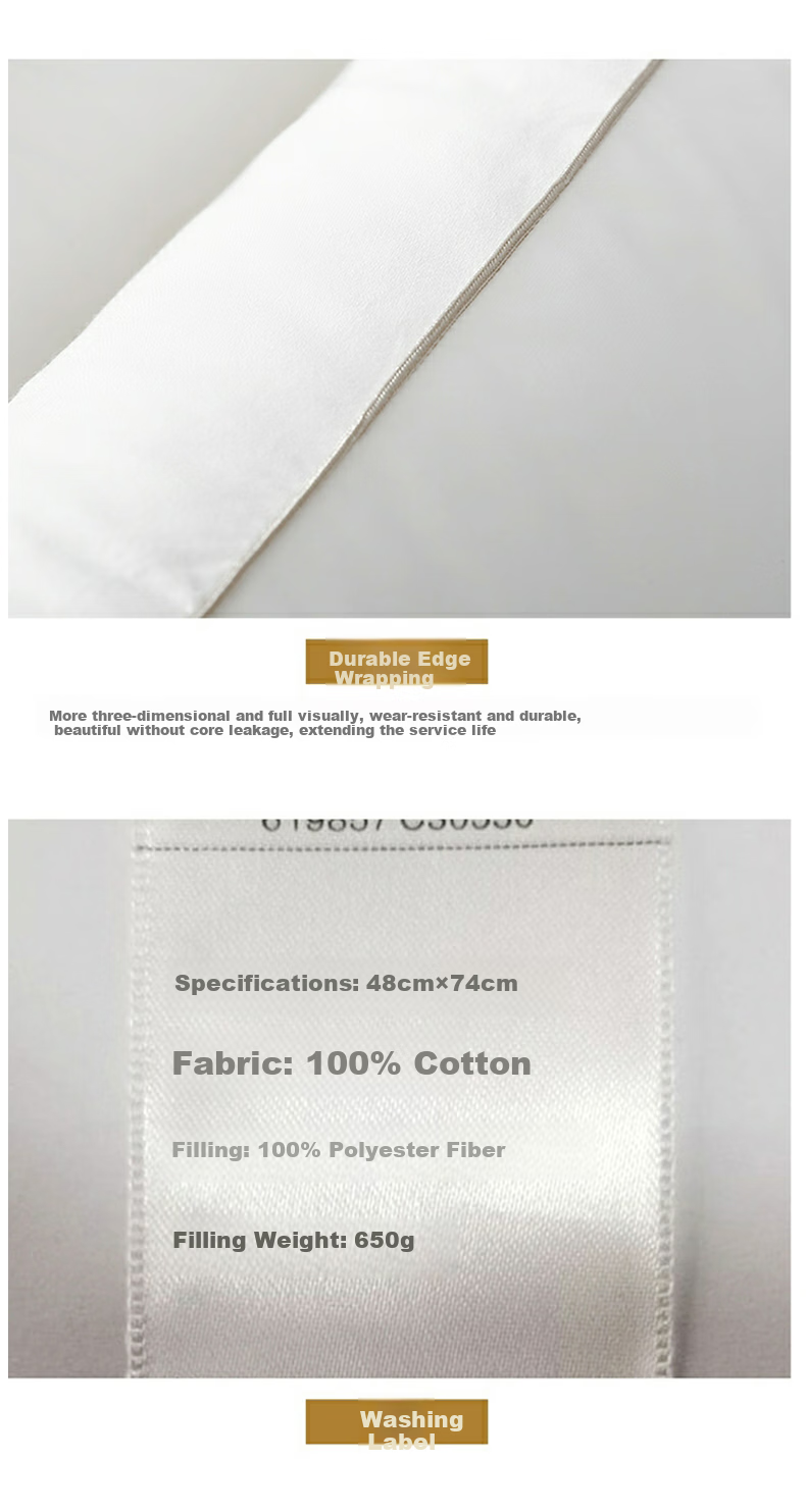 Shuixingjiafang Pillow Cervical Pillow for Adults Sleeping at Home, Hotel Pure Cotton Antibacterial High-Elasticity Pillow Core Single Medium Pillow 48×74cm 13