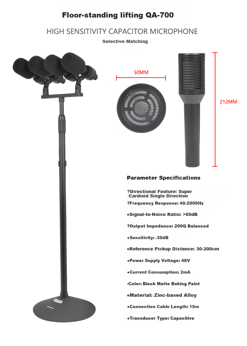 Shuledi QA-700 Domestic Dual-Head Wired Conference Floor Microphone, Podium Host Chorus Microphone for Lectern, Specialized for Mixing Console Audio System, High-End for Schools, Factories, And Government Use 19
