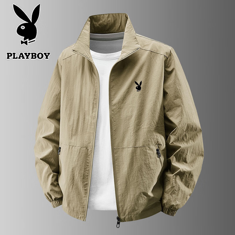 Мужская куртка PLAYBOY Весна-Осень, для спорта и отдыха, свободный крой, с воротником-стойкой, цвет Хаки, размер 3XL