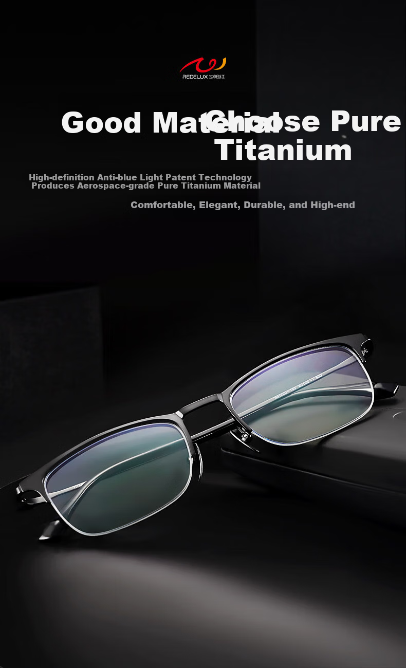 Xiyanghong Anti-Blue Light Reading Glasses for Men, Pure Titanium High-Definition Brand Genuine Product Portable Eyewear for Elderly E210B Black 100 Degrees 1