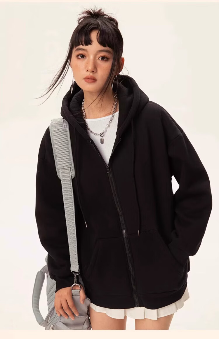 Urban Beauty Fleece-Lined Women's Hoodie 2025 New Winter Loose Plus Size Cardigan Warm Casual Jacket 10