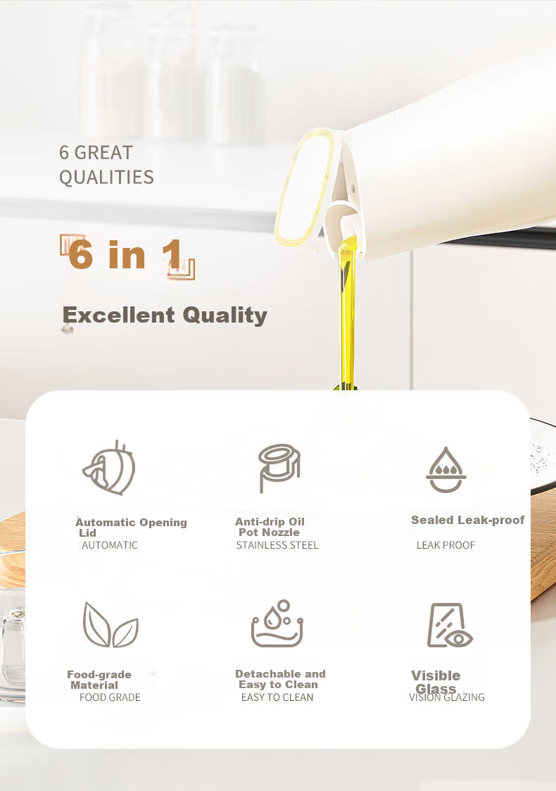 BJ Automatic Opening And Closing Oil Dispenser with Stainless Steel Spout, Kitchen Glass Oil Bottle, Soy Sauce And Vinegar Bottle, Seasoning Bottle, Oil Container 2